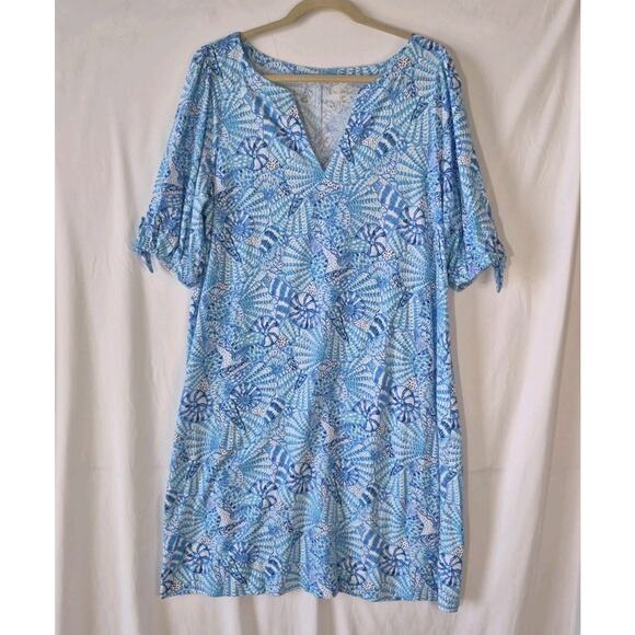 Lilly Pulitzer Womens Sea Shells Amaifi Blue Easley Shift Dress XL - Picture 3 of 9